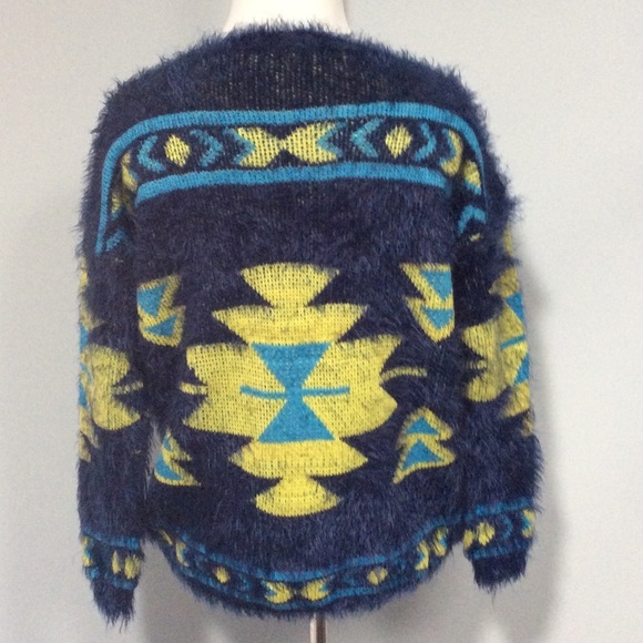 Verty Eyelash Fuzzy Aztec Print Sweater - Picture 2 of 4
